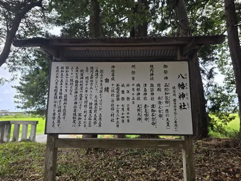 境内に掲示された八幡神社の由緒書。