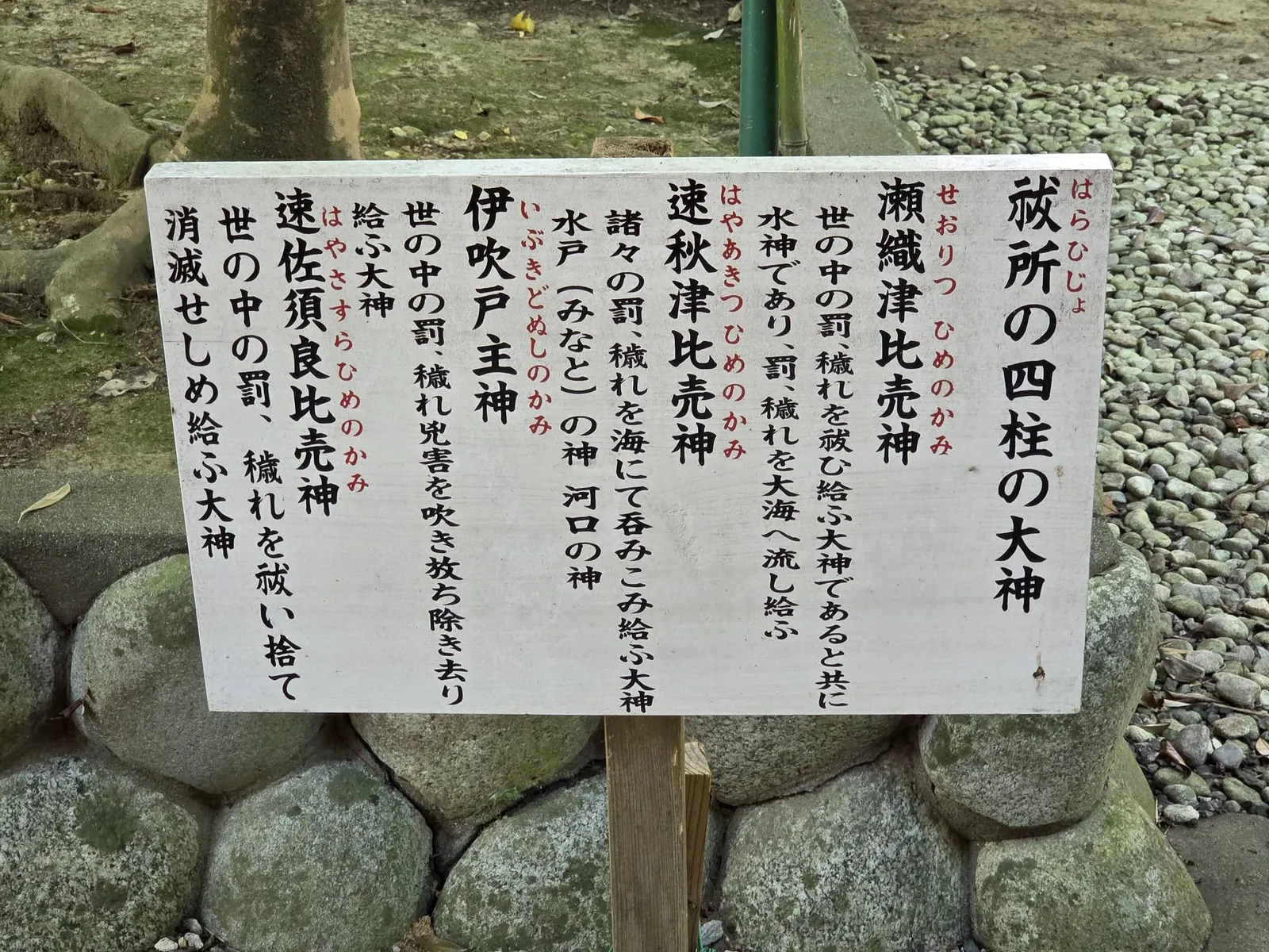 御神木の大杉について記した案内板。