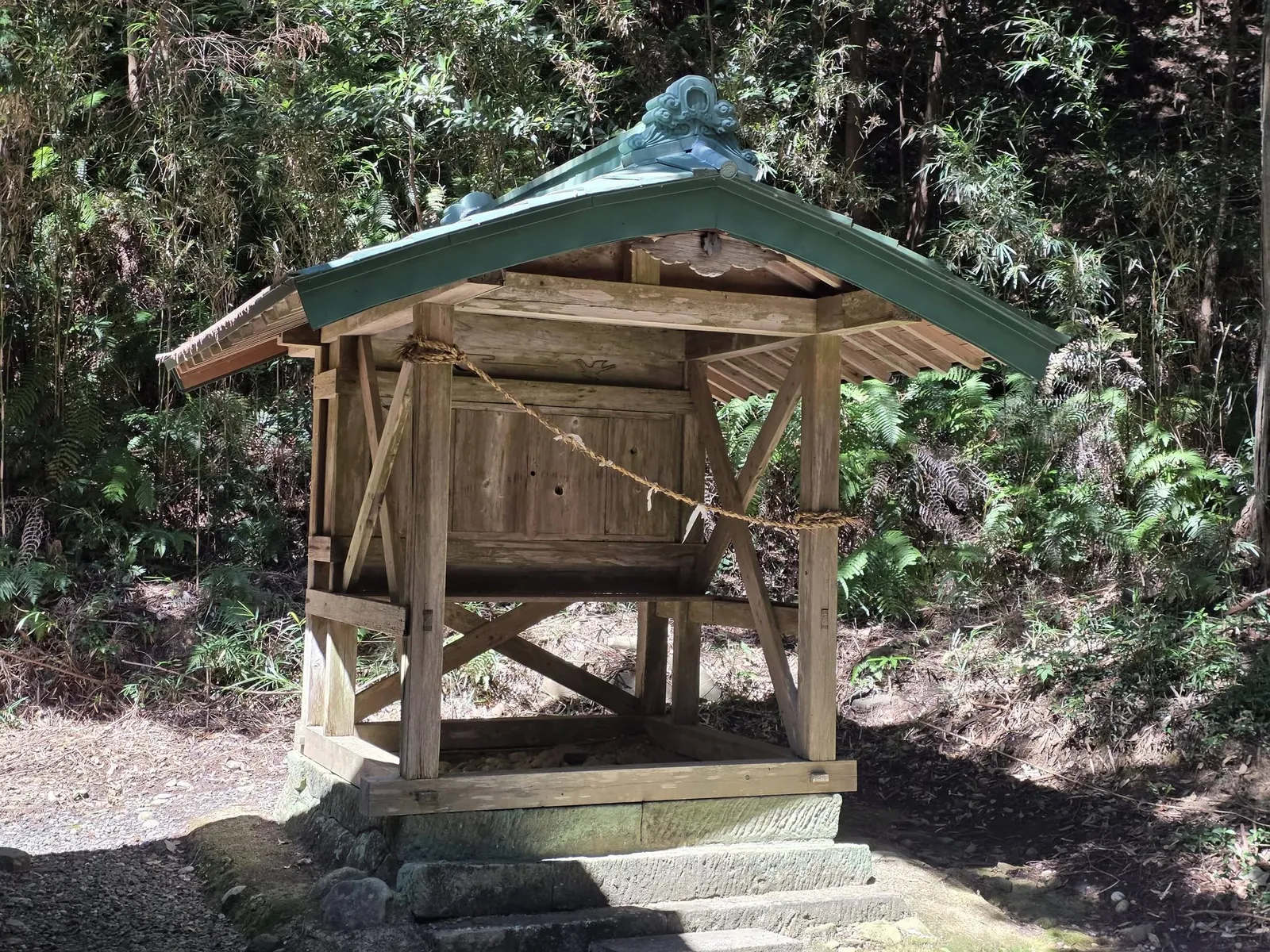 石段の上に建つ覆屋。