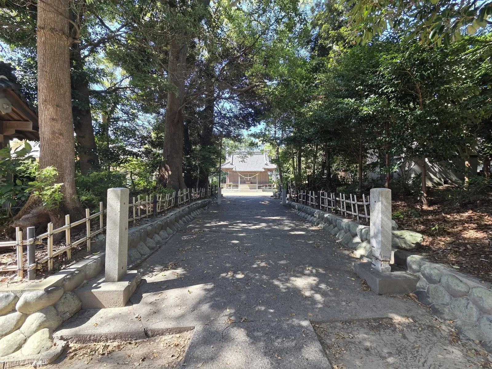 社叢を抜けて社殿へ続く参道。