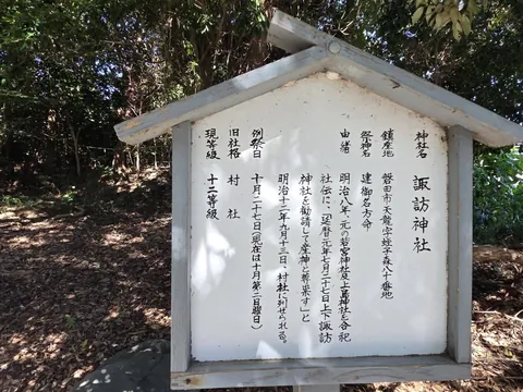 諏訪神社の由緒書。