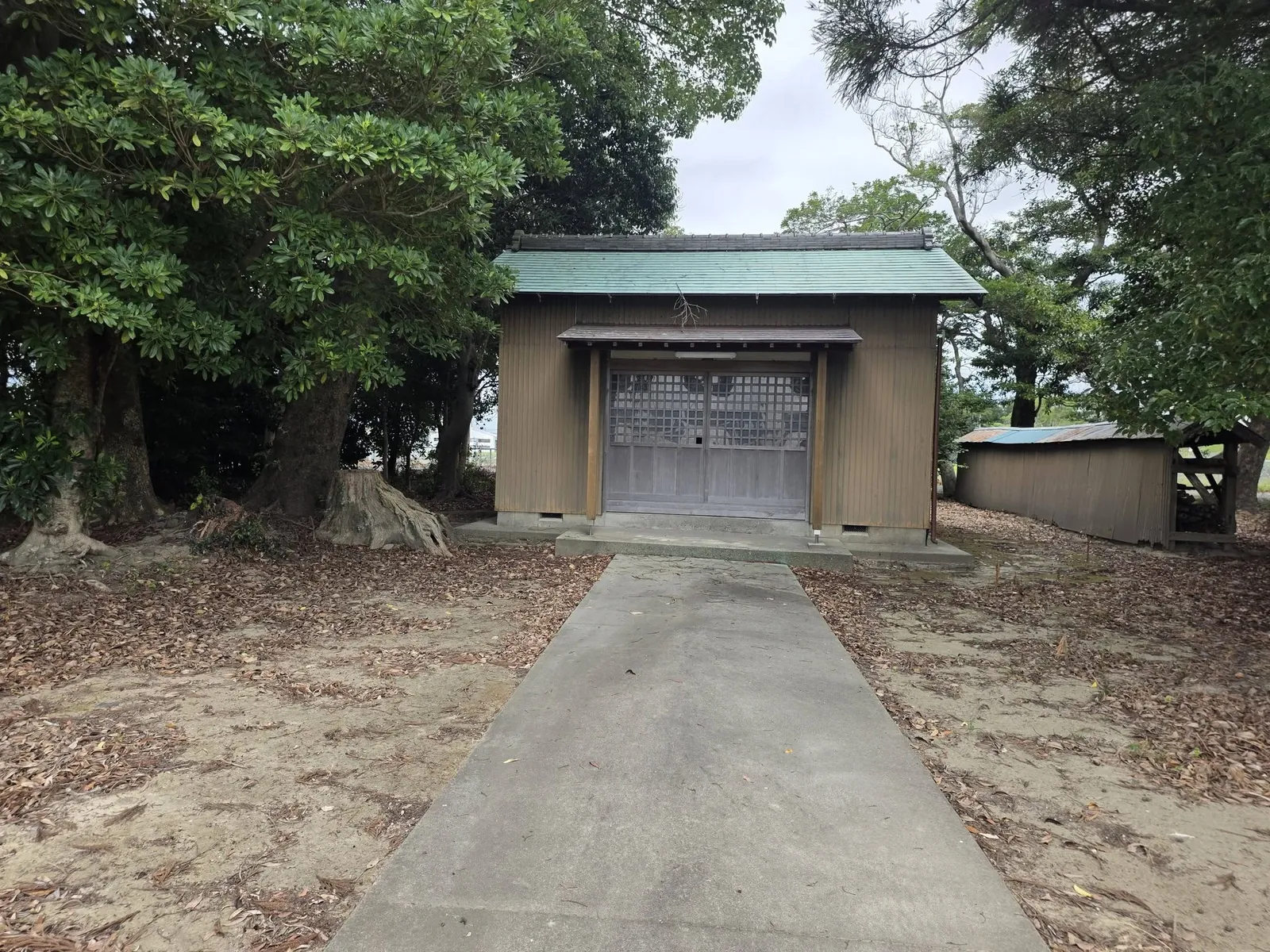 参道正面から見た諏訪神社の社殿。